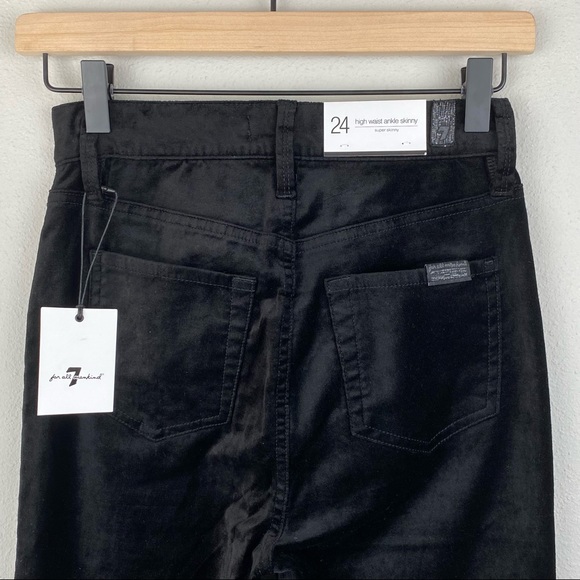 7 For All Mankind High Waist Velvet Ankle Skinny w/ Exposed Button Fly - Sz 24 - Picture 7 of 12